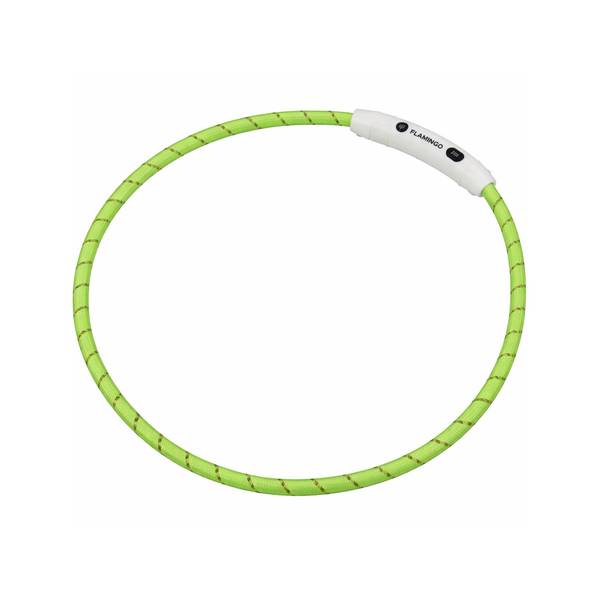 Flamingo LED Vilkuv Kaelarihm Koerale "Visio Nylon", Roheline 33-63,5cm