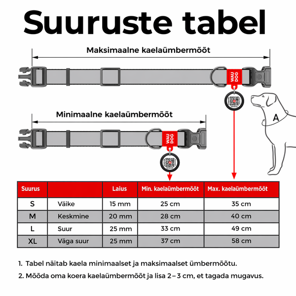 WAUDOG Nailonist Kaelarihm Koerale QR-passiga Summer, 25 mm x 37–58 cm – pilt 4