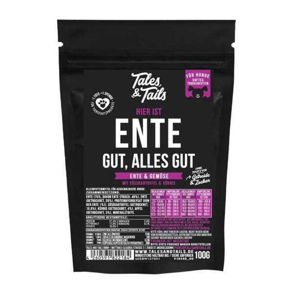 Tales and Tails Pehme Kuivtoit Täiskasvanud Koertele (70% Pardiliha) 100g