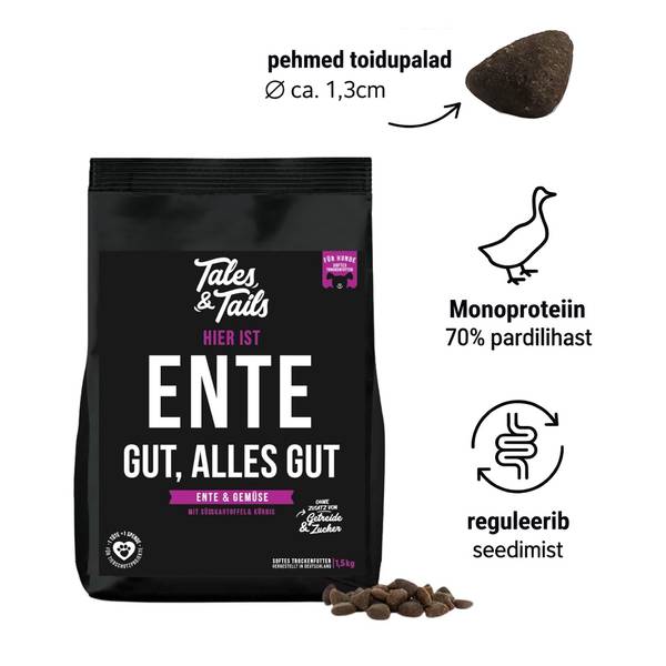 Tales and Tails Pehme Kuivtoit Täiskasvanud Koertele (70% Pardiliha) 100g – pilt 2