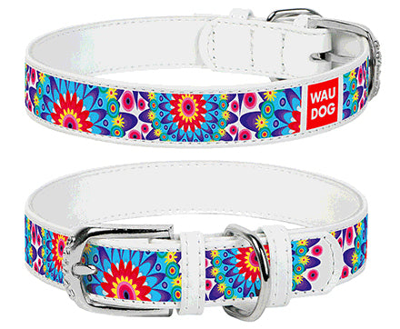 WAUDOG Kaelarihm Koerale Flowers, Valge 25mm x 38-49cm