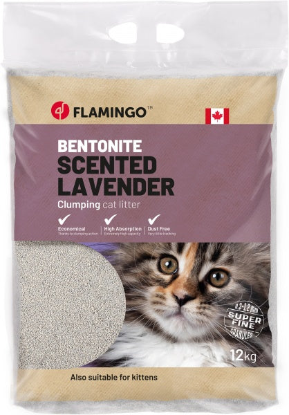 Flamingo Комкующийся наполнитель, с ароматом лаванды 12кг